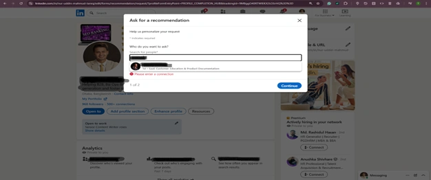 2. Scroll down to “Add profile section” recommendation, which will contribute to your services feedback, and add value to your sales.