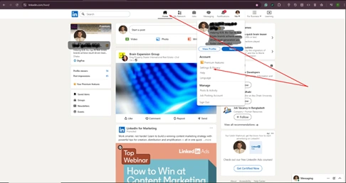 Go to the home page on your LinkedIn profile
