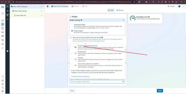 Then select the “Financial Products & Services” option