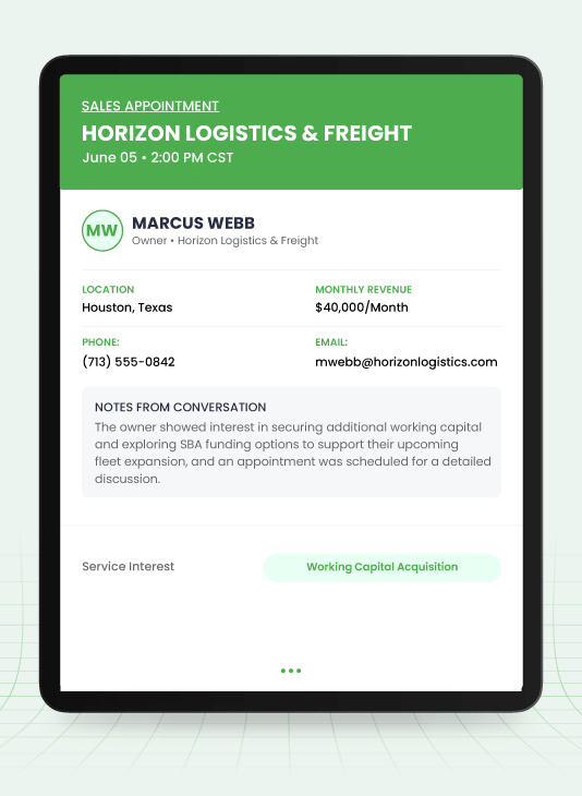 Real Appointments We Book for Business Funding Companies
