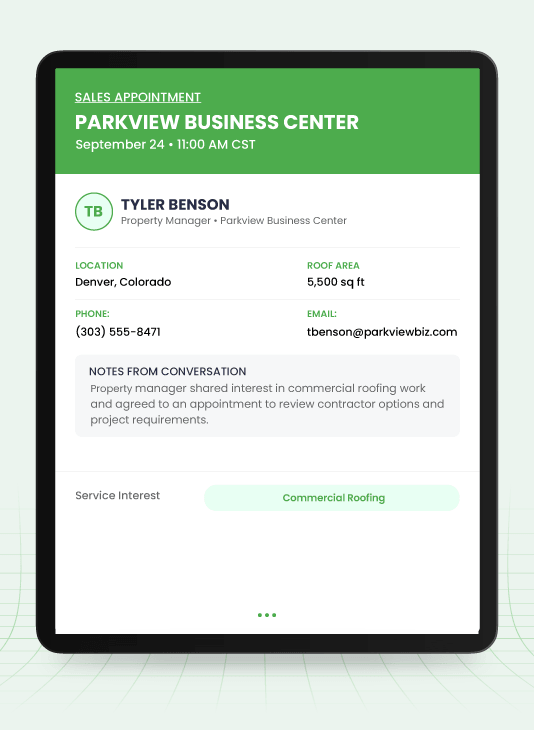 Real Appointments We Book for Commercial Roofing Contractors