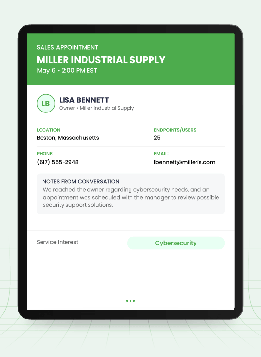 Real Appointments We Book for Cybersecurity Companies