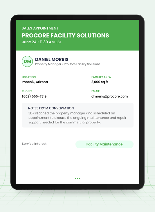 Real Appointments We Book for Facility Maintenance Companies