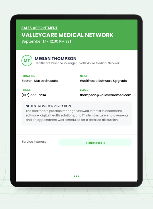 Real Appointments We Book for Healthcare IT Companies