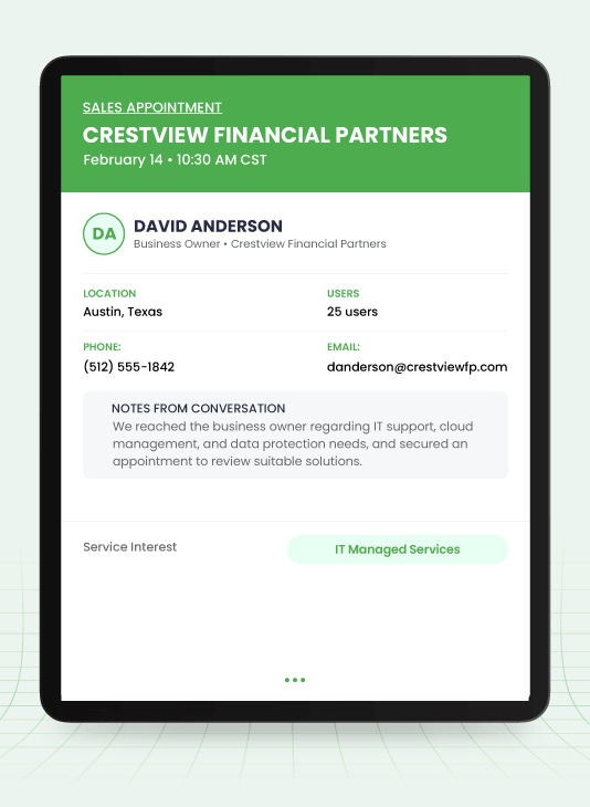 Real Appointments We Book for Managed IT Service Providers