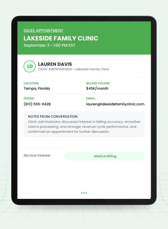 Real Appointments We Book for Medical Billing Companies