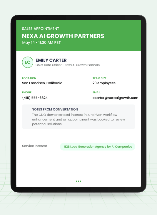 Real Appointments We Book for Artificial Intelligence Companies