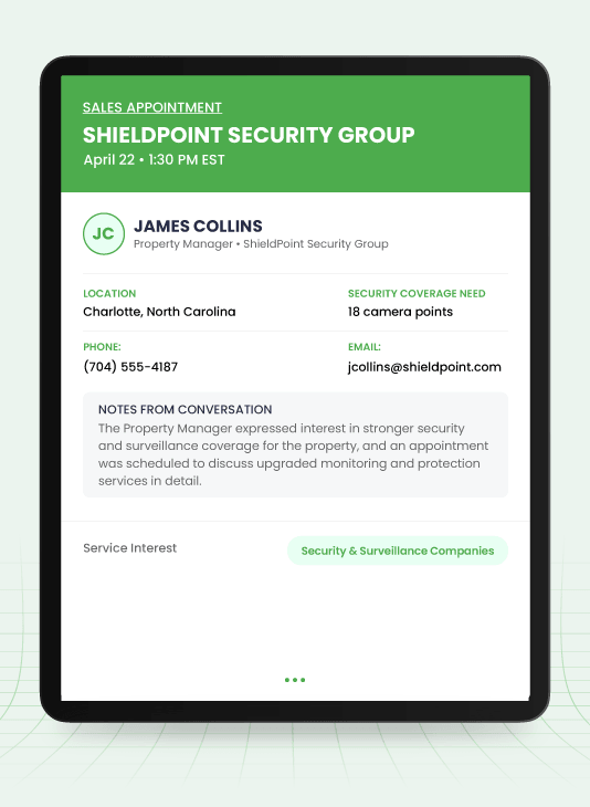 Real Appointments We Book for Security & Surveillance Companies