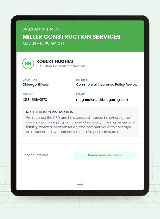 Real Commercial Insurance Appointments We Book for Agents