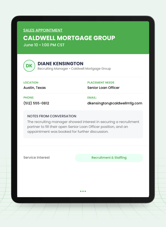 Real Staffing Appointments We Book for Recruitment Agencies
