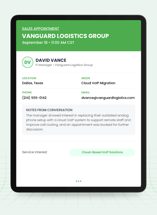 Real Telecom Appointments We Book for Providers and Agents