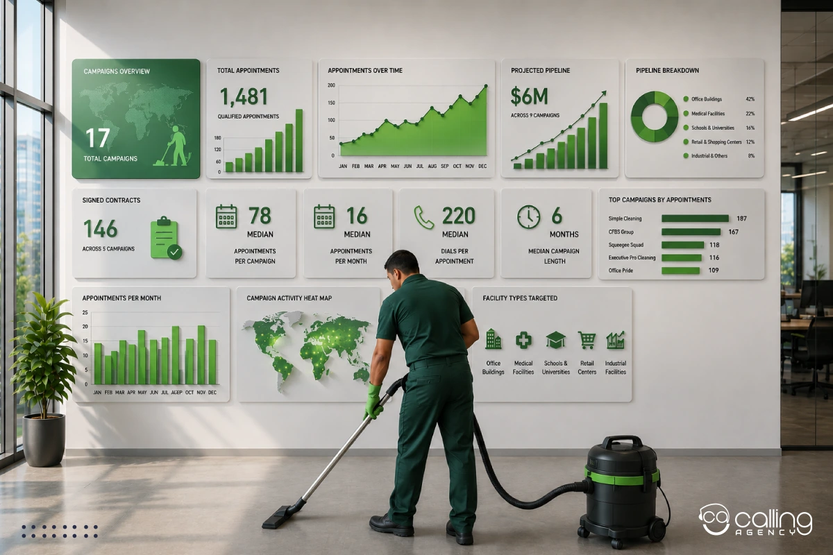 CallingAgency’s Commercial Cleaning appointments Setting Benchmarks From 17 Campaigns